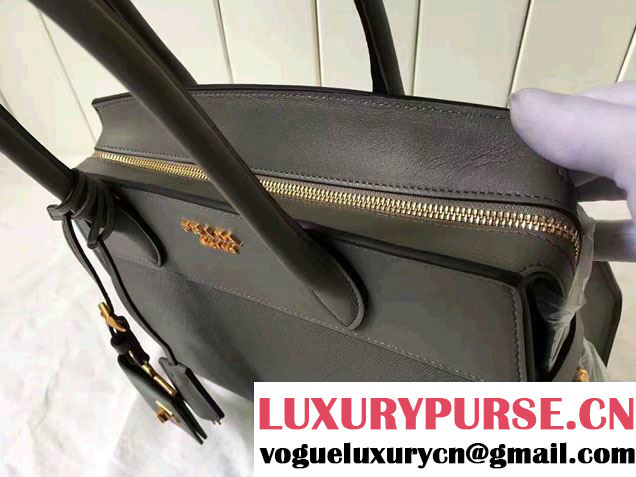 Prada Esplanade Saffiano And Calf Leather Tote Medium Bag 1BA046 Gray 2017