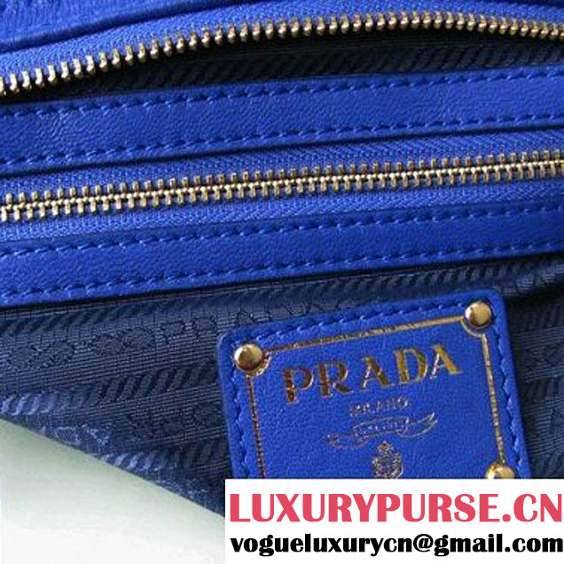 Prada Tessuto Gauffre Nappa Leather Tote Bags Blue  