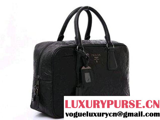 Prada Wrinkle Nappa Leather Handbag BL094F Black
