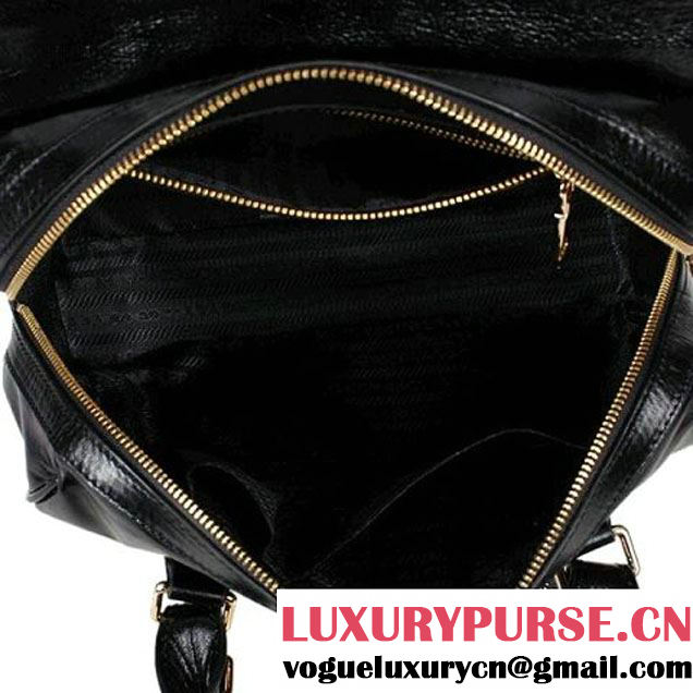 Prada Iridescent Leather Tote Bag BL3018 Black  