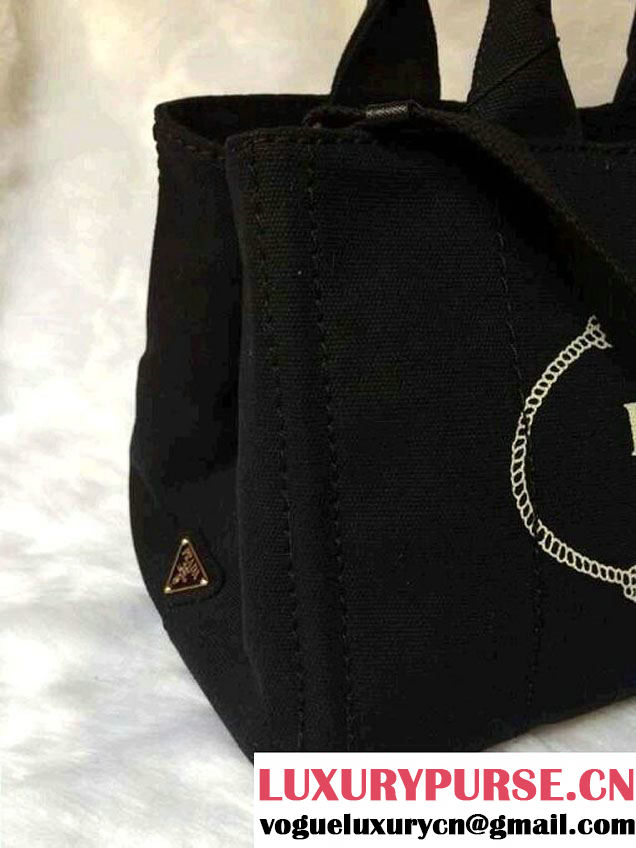 Prada Logo-Print Canvas Tote Bag in Black