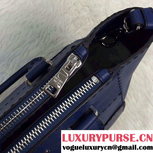 Prada Hand-stitched City Calf Leather Tote Bag B2861K Cornflower Blue 2015
