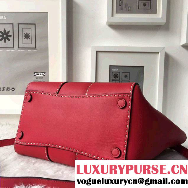 Prada Hand-stitched City Calf Leather Tote Bag B2861K Red 2015