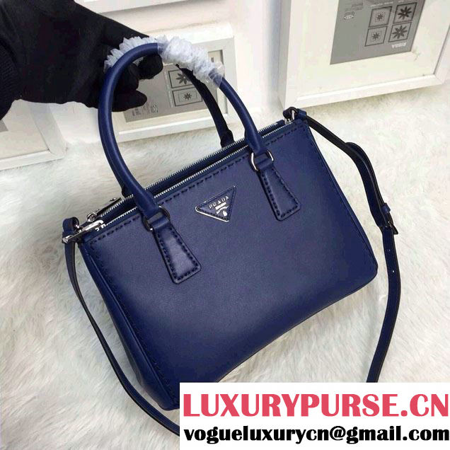 Prada Hand-stitched City Calf Leather Tote Bag BN2863 Cornflower Blue 2015