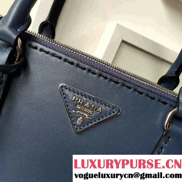 Prada Hand-stitched City Calf Leather Tote Bag BN2274 Baltic Blue 2015