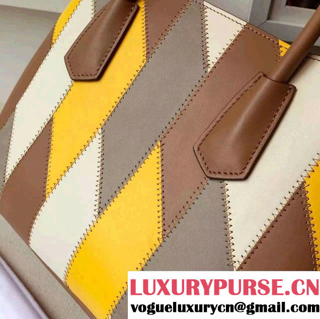 Prada Patchwork Double Handle Tote Bag B2887P Multicolor Yellow 2015