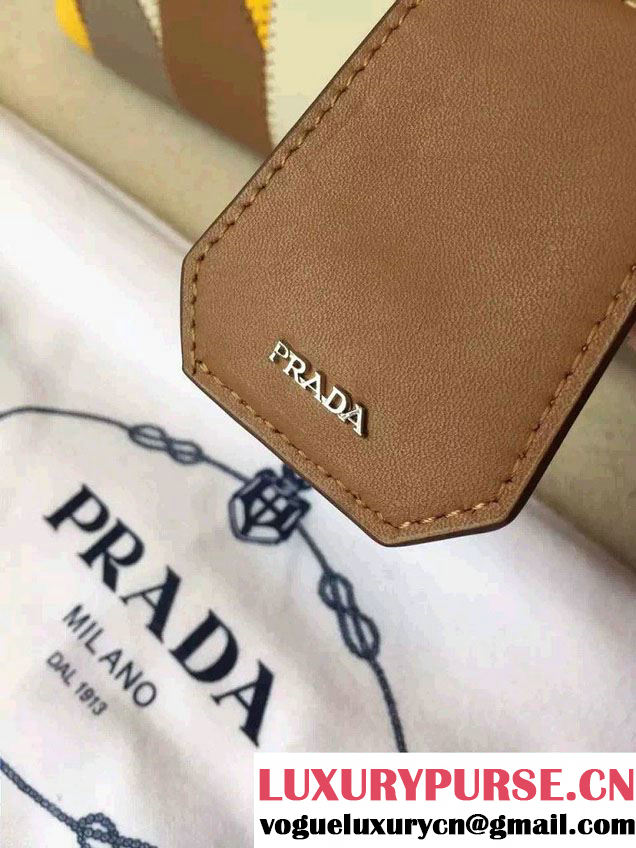 Prada Patchwork Double Handle Tote Bag B2887P Multicolor Yellow 2015