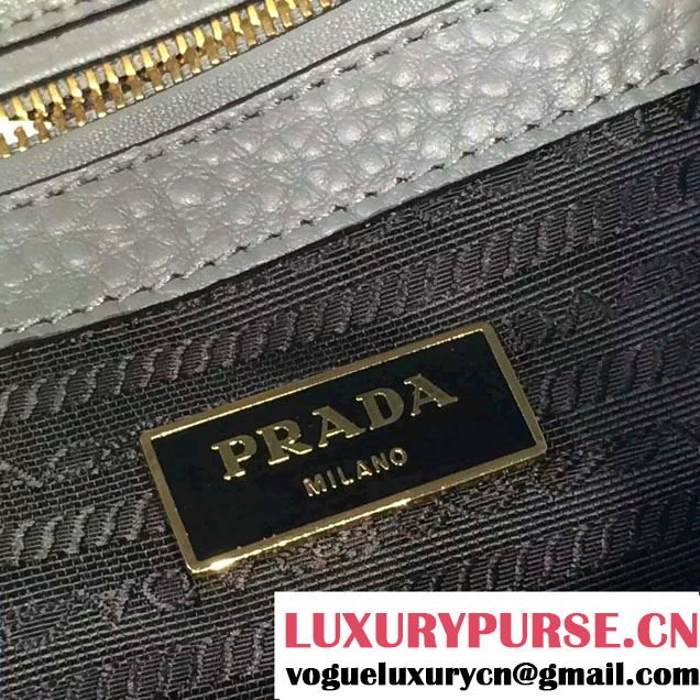 Prada Clemence Leather Tote Bag 2669 Gray 2015