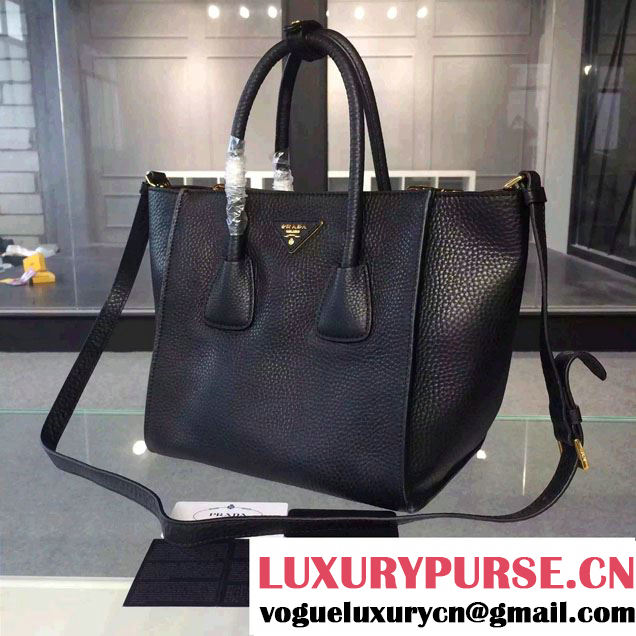 Prada Clemence Leather Tote Bag 2625 Black 2015