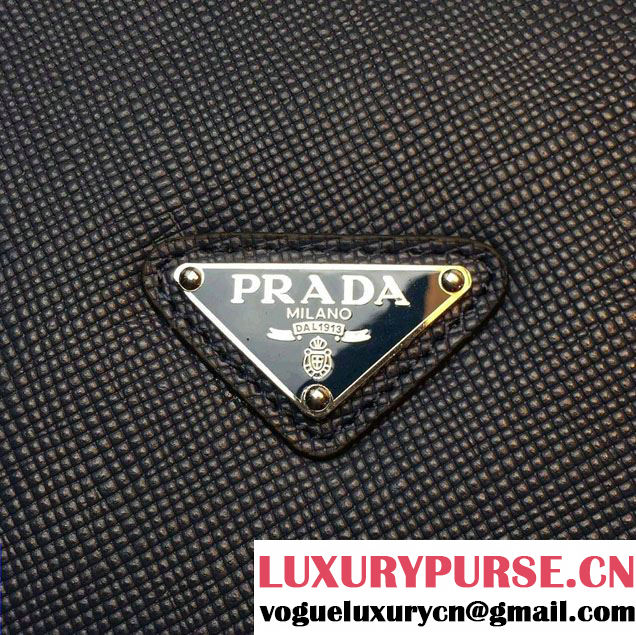 Prada Toro Leather Weekender Travel Luggage Bag 2VC372 Dark Blue 2016