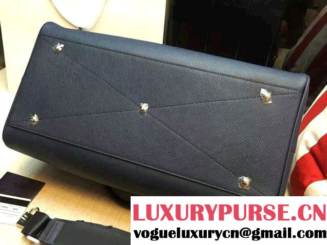 Prada Toro Leather Weekender Travel Luggage Bag 2VC372 Dark Blue 2016
