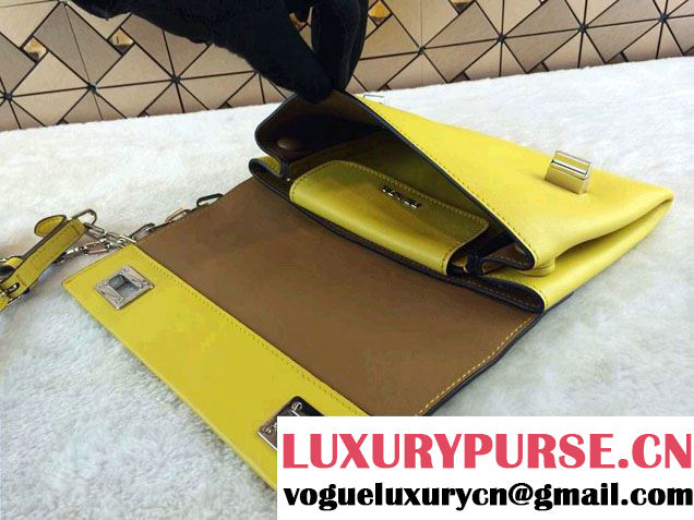 Prada Lux Calf Leather Flap Shoulder Bag BT0995 Yellow Fall 2014