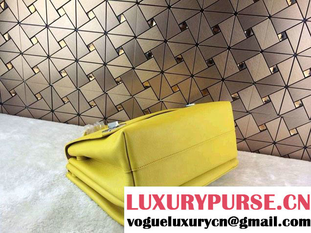 Prada Lux Calf Leather Briefcase Flap Bag BN2796 Yellow Fall 2014