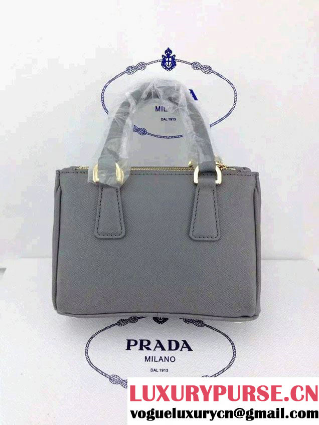 Prada Saffiano Mini Galleria Crossbody Bag Gray