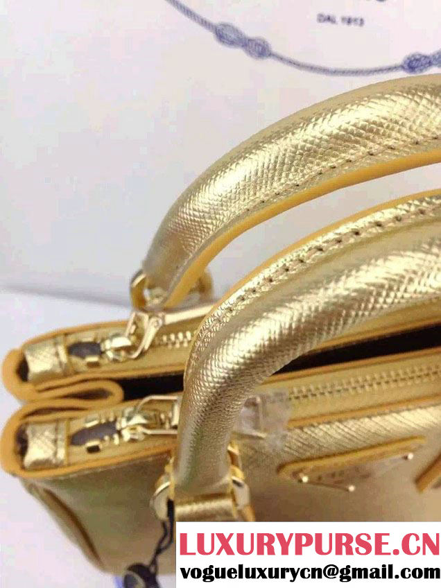 Prada Saffiano Mini Galleria Crossbody Bag Gold