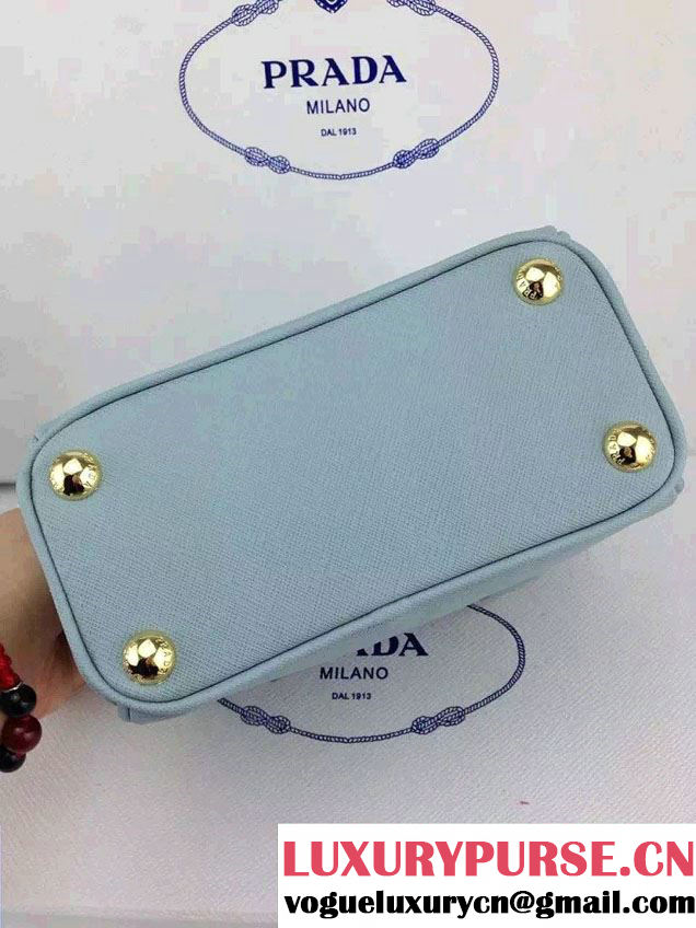 Prada Saffiano Mini Galleria Crossbody Bag Light Blue