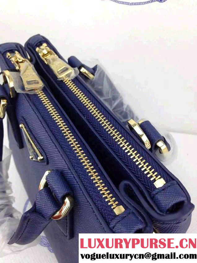 Prada Saffiano Mini Galleria Crossbody Bag Blue