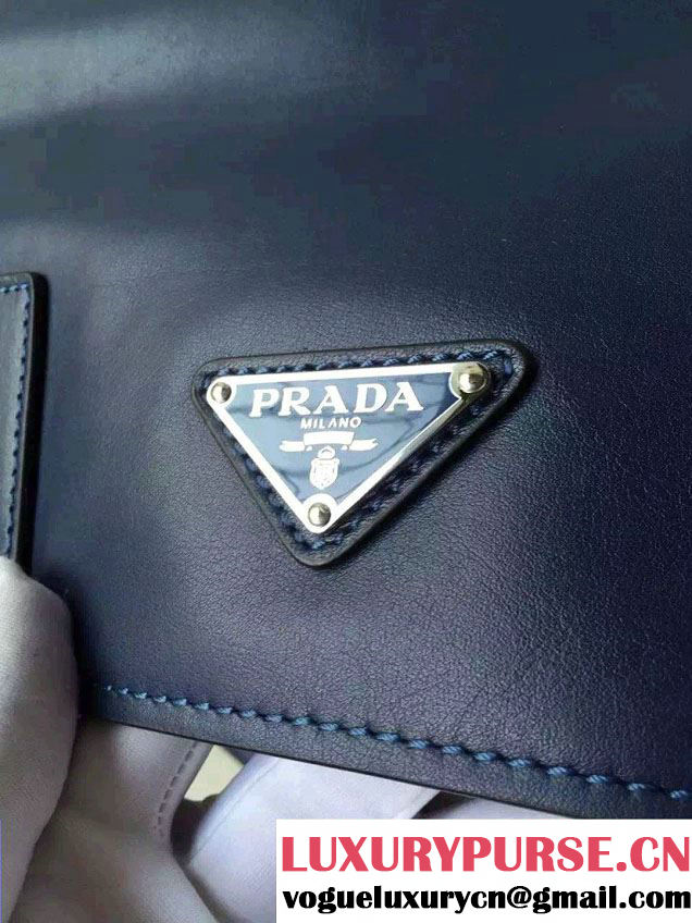 Prada Soft Calf Leather Hunter Shoulder Bag 1BD004 Blue 2015