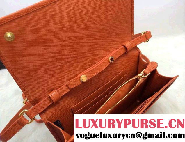 Prada Saffiano Leather Bow Wallet with Shoulder Strap 1M1437 Brick 2015/2016