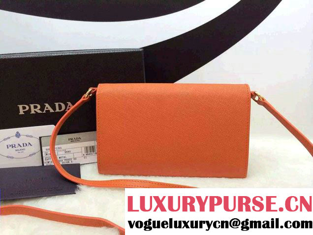 Prada Saffiano Leather Bow Wallet with Shoulder Strap 1M1437 Brick 2015/2016