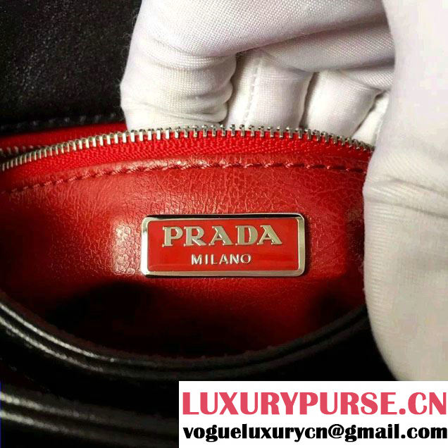 Prada Galleria City Chain Shoulder Bag with Grommet Detail 1BD010 Black 2016