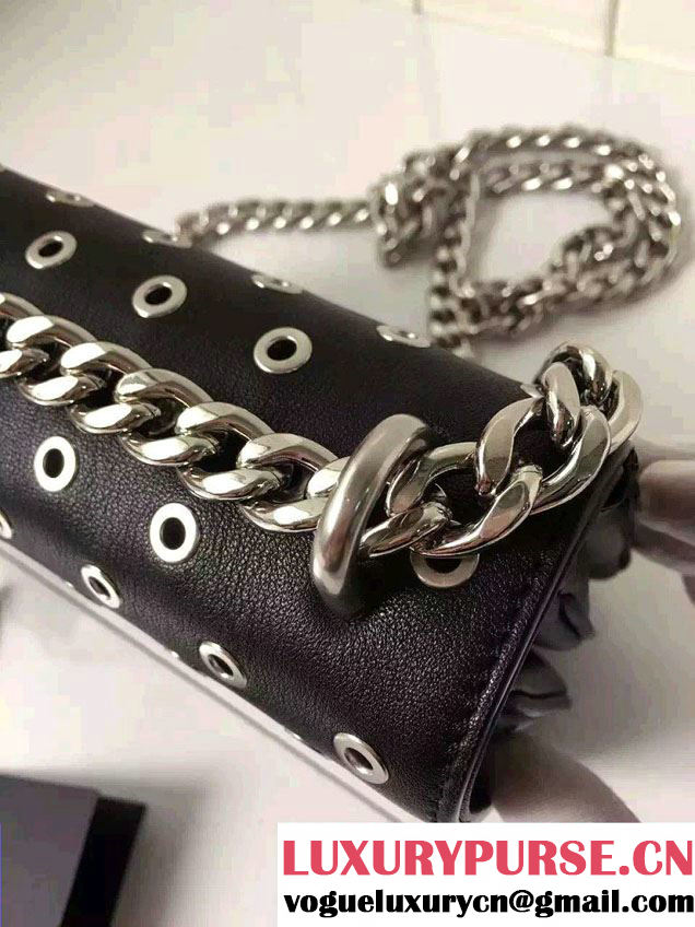 Prada Galleria City Chain Shoulder Bag with Grommet Detail 1BD010 Black 2016