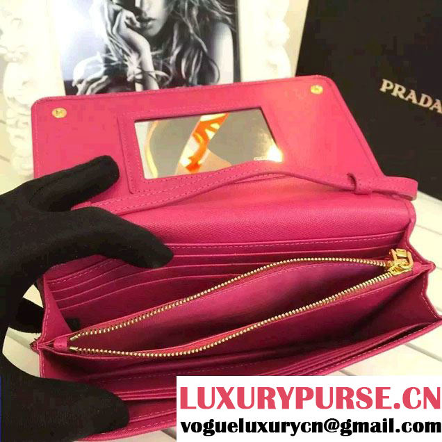 Prada Saffiano Leather Wallet with Shoulder Strap 1M1361 Rose