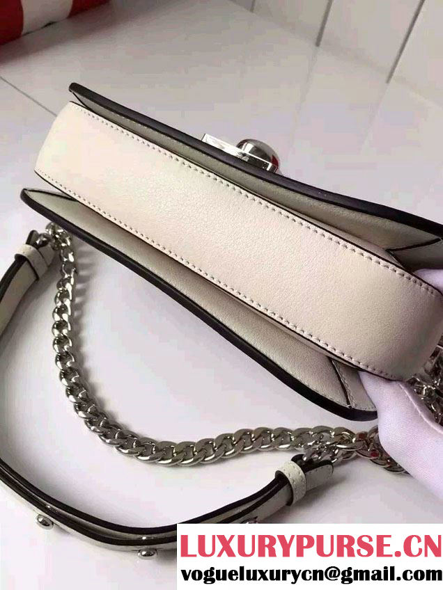 Prada Calfskin Leather Arcade Shoulder Bag 1BD030 White 2016