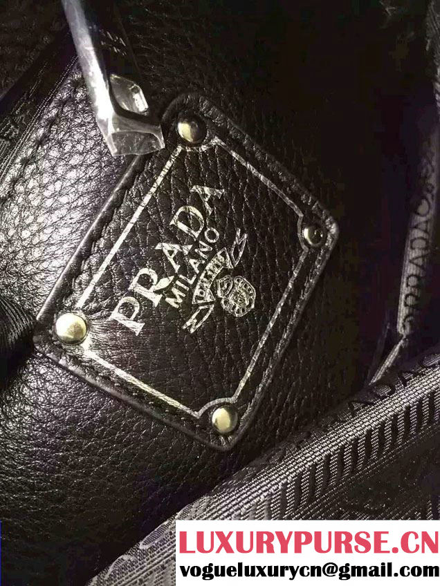 Prada Zipper Calf Leather Shoulder Bag 1BH997 Black 2016