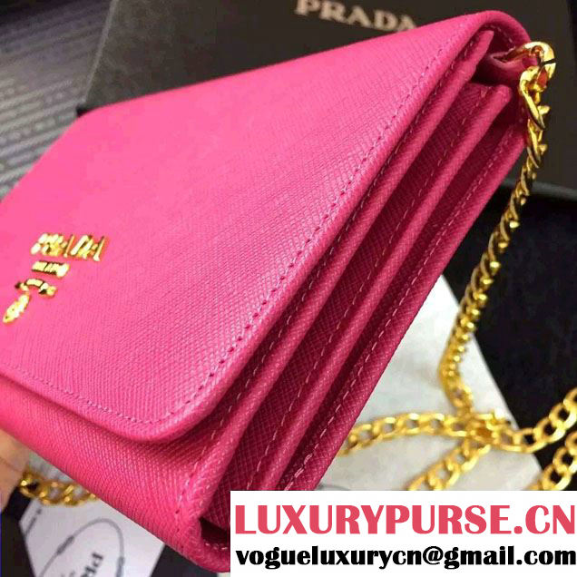 Prada Saffiano Leather Flap Chain Shoulder Wallet 1BP005