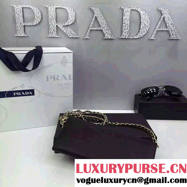 Prada Saffiano Leather Flap Chain Shoulder Wallet 1M1290