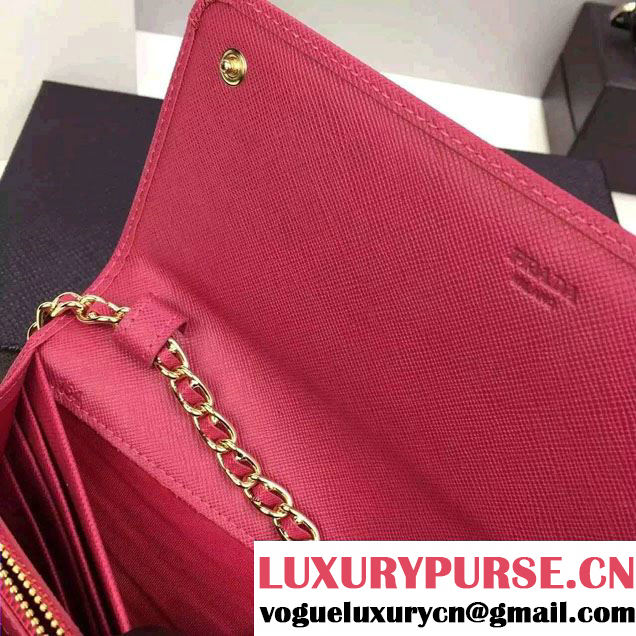 Prada Saffiano Leather Flap Chain Shoulder Wallet 1M1290