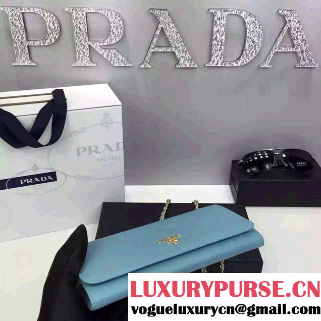 Prada Saffiano Leather Flap Chain Shoulder Wallet 1M1290