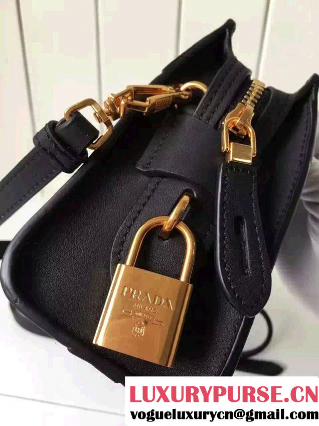 Prada Esplanade Calf and Saffiano Leather Shoulder Bag 1BH043 Green/Black 2016