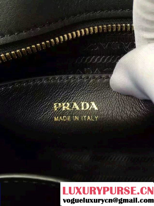 Prada Esplanade Calf and Saffiano Leather Shoulder Bag 1BH043 White/Black 2016