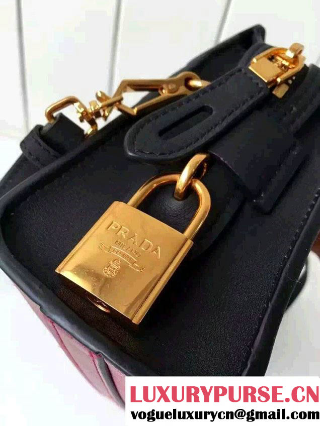 Prada Esplanade Calf and Saffiano Leather Shoulder Bag 1BH043 Red/Black 2016