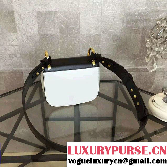Prada Pionniere Calf Leather Shoulder Bag 1BD039 White/Black 2016