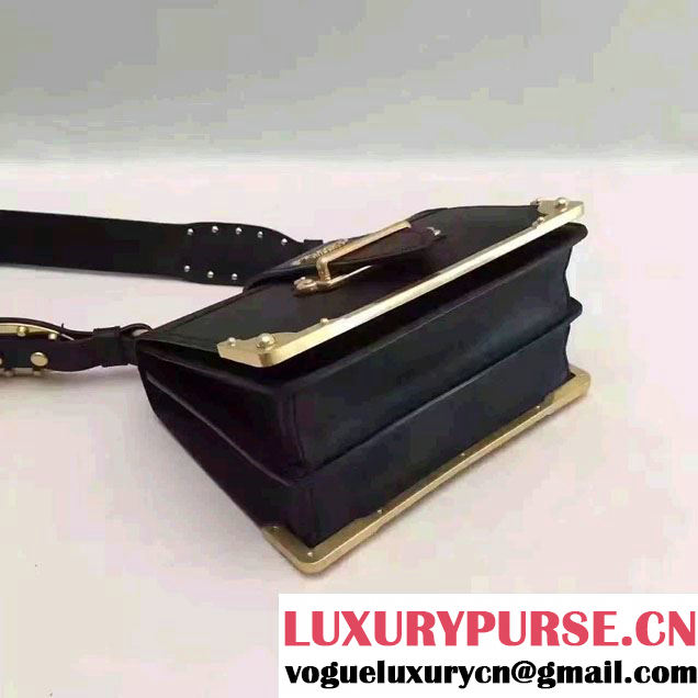 Prada Cahier Calf Leather Shoulder Bag 1BD045 Black 2016
