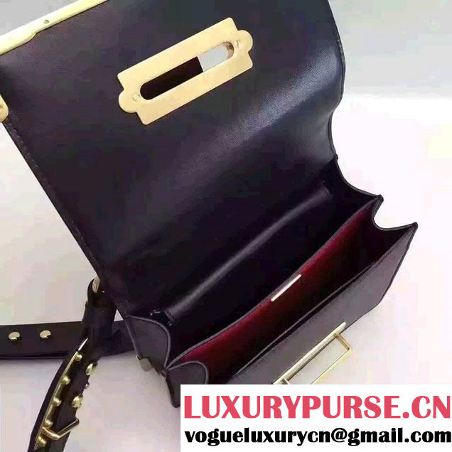 Prada Cahier Calf Leather Shoulder Bag 1BD045 Black 2016