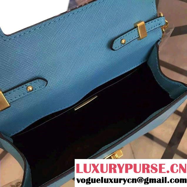 Prada Saffiano Leather Shoulder Bag 1BH007 Turquoise 2016
