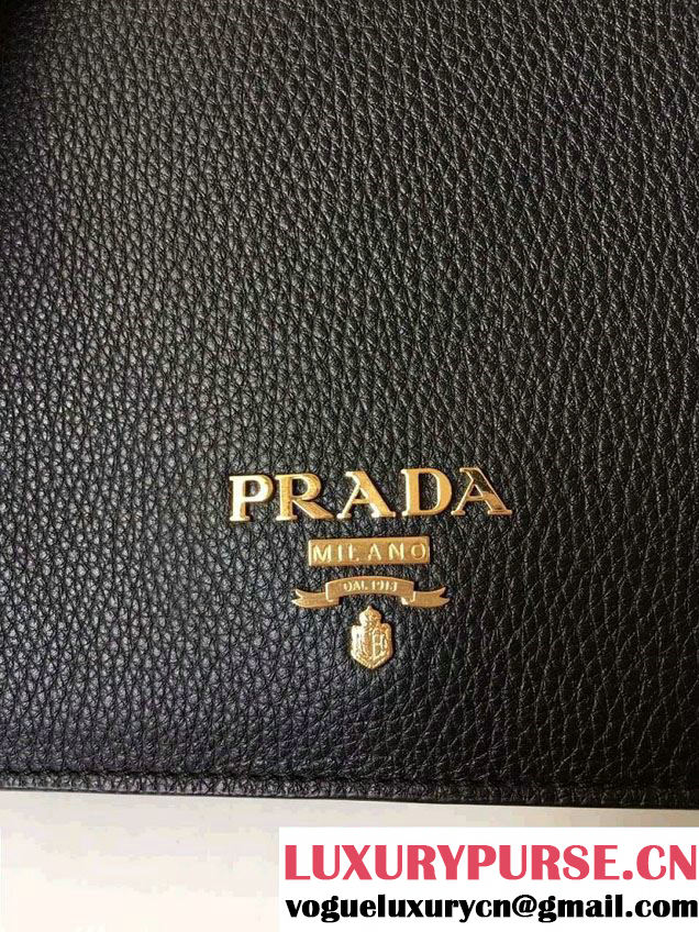 Prada Calf Leather Shoulder Bag 1BH031 Black 2016