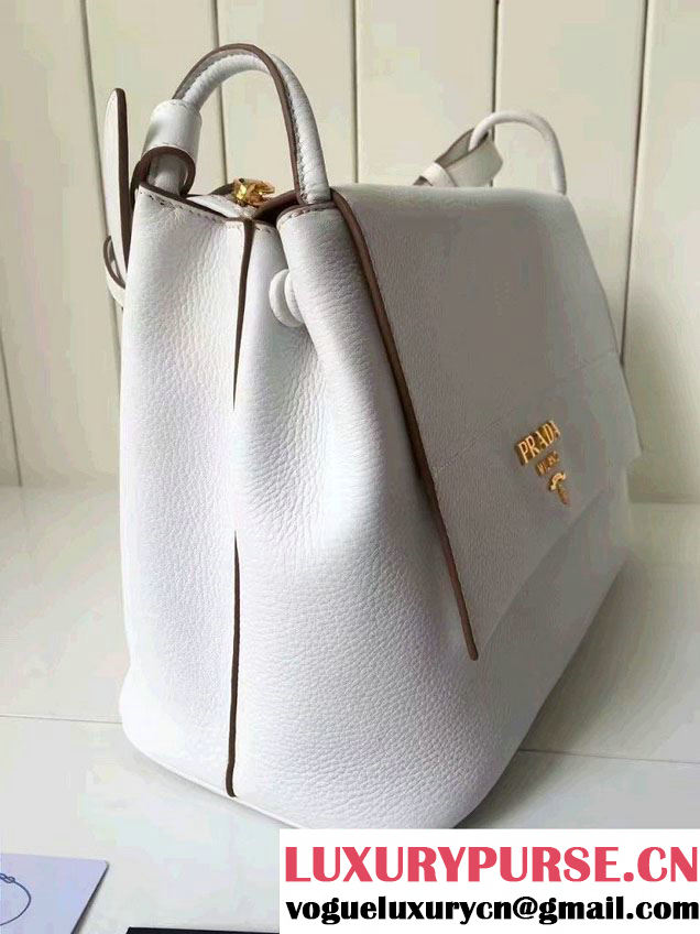 Prada Calf Leather Shoulder Bag 1BD052 White 2016