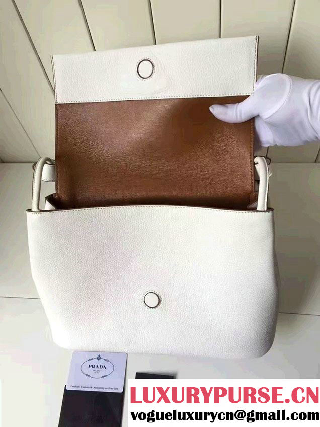 Prada Calf Leather Shoulder Bag 1BD052 White 2016