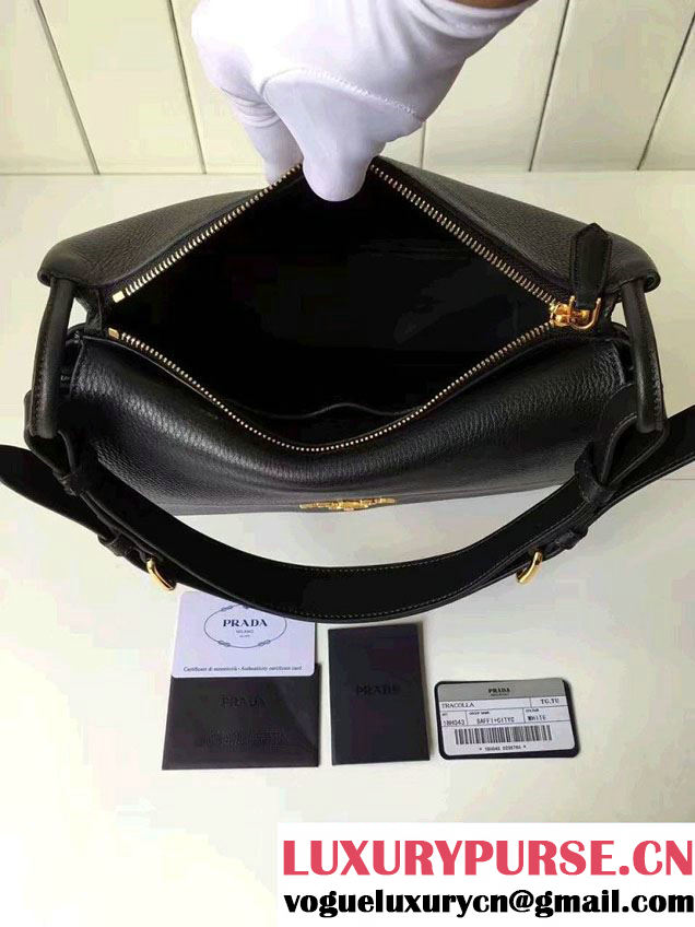 Prada Calf Leather Shoulder Bag 1BD052 Black 2016
