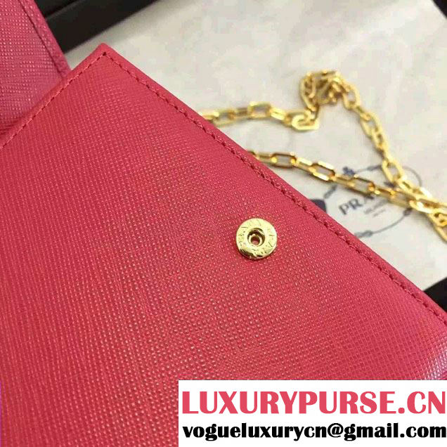 Prada Saffiano Leather Flap Wallet Shoulder Bag 1MT440 Fushia 2016