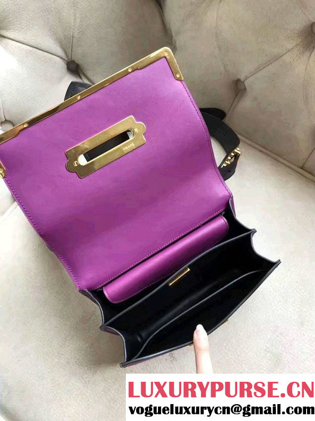 Prada Cahier Calf Leather Shoulder Bag 1BD045 purple/Black 2016