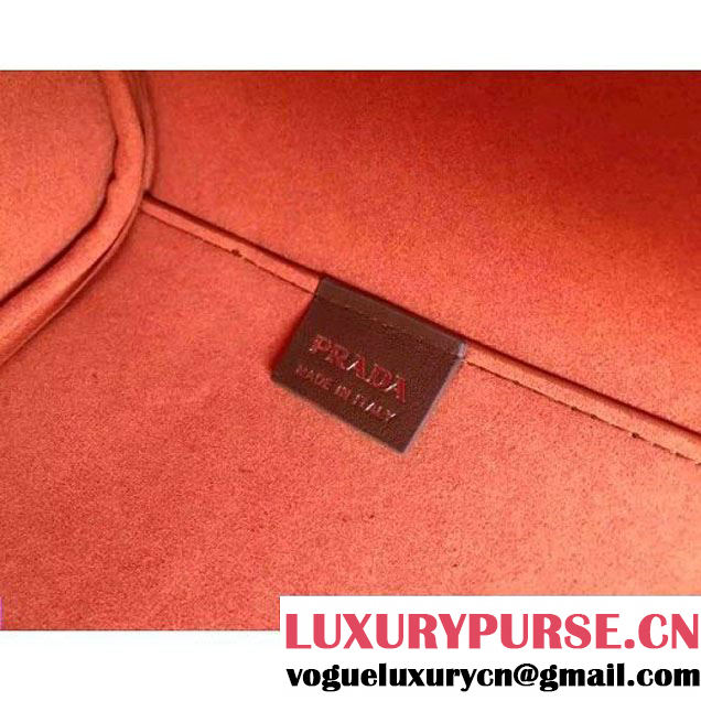 Prada 1BA274 City Calf Leather Galleria Tote Bag Brown/Orange (2A016-212318 )