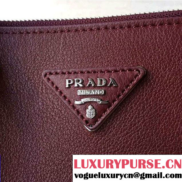 Prada 1BA274 City Calf Leather Galleria Tote Bag Burgundy/Sea (2A016-212319 )