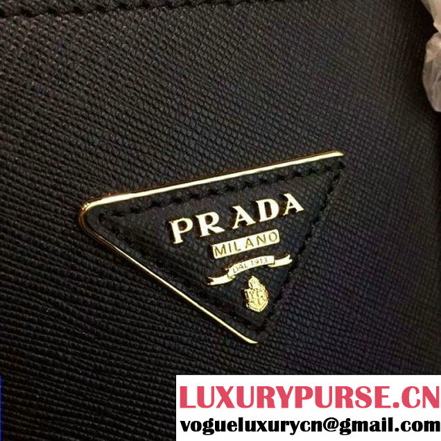 Prada 1BA863 Two-tone Galleria Saffiano Leather Bag Black/Yellow 2016 (2A016-6022902 )