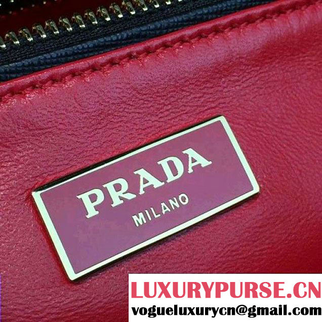 Prada 1BA863 Two-tone Galleria Saffiano Leather Bag Black/Red 2016 (2A016-6022903 )